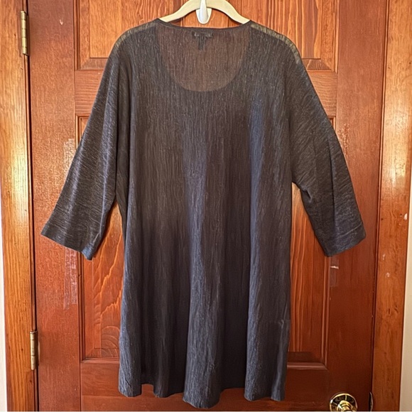 Eileen Fisher Dark Gray with Light Gray Fleck Long Sleeve Top Tunic Large - Picture 8 of 8